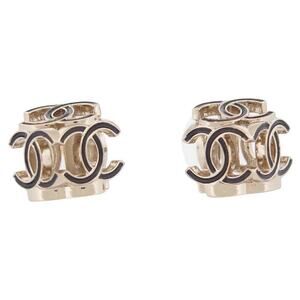 CHANEL 02C Gold-Tone CC Lattice Dome Earrings Cruise 2002 Made in France